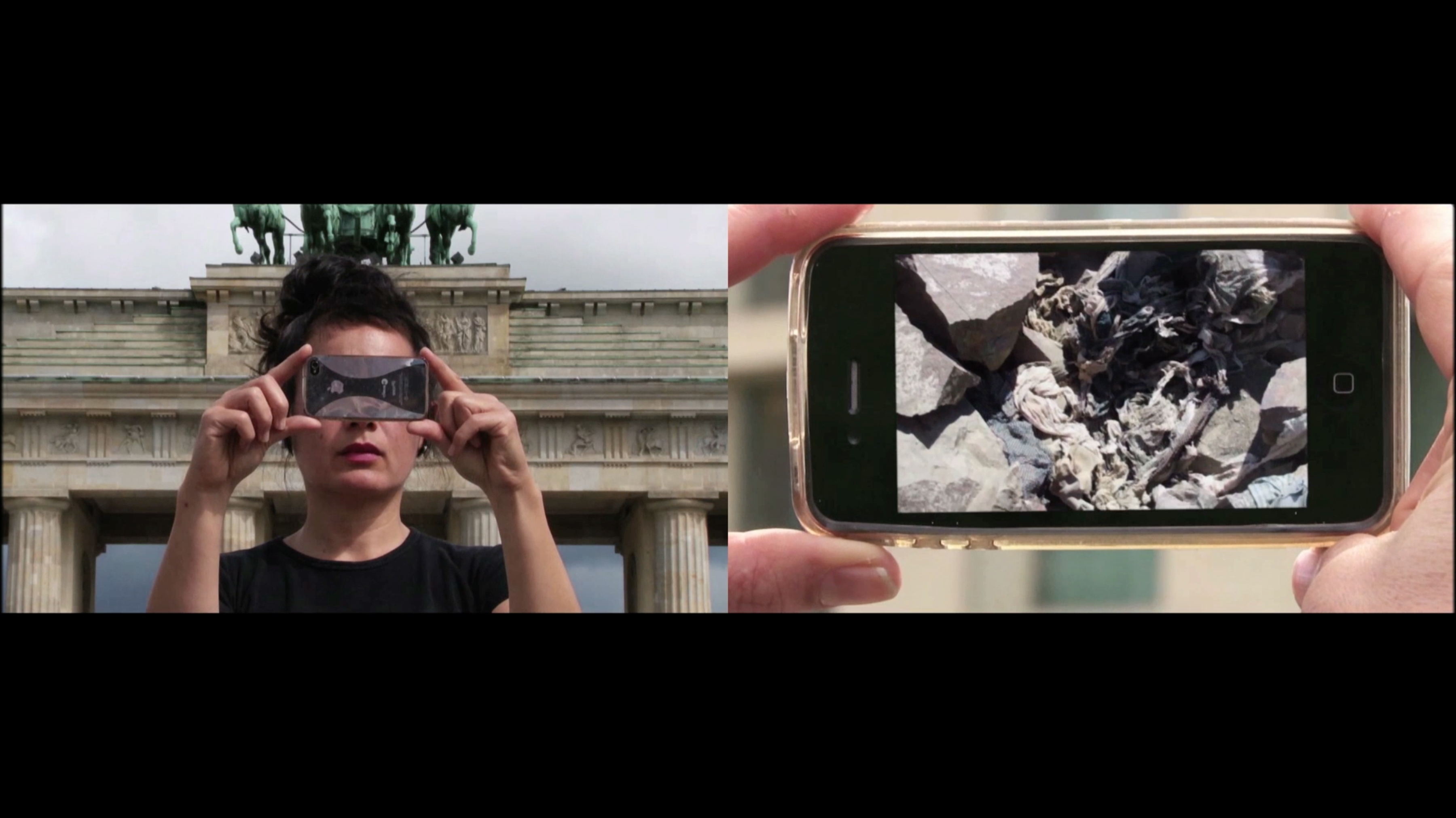 Still from Is the Museum a Battlefield, two-channel lecture performance (2013)